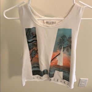 Forever 21 LA sunset top, low sides.